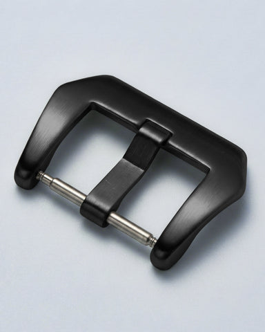 Black 316L Stainless Steel Large Trapezoid Pre-V Style Watch Buckle  - Heavy Duty | Matte Brushed Finish