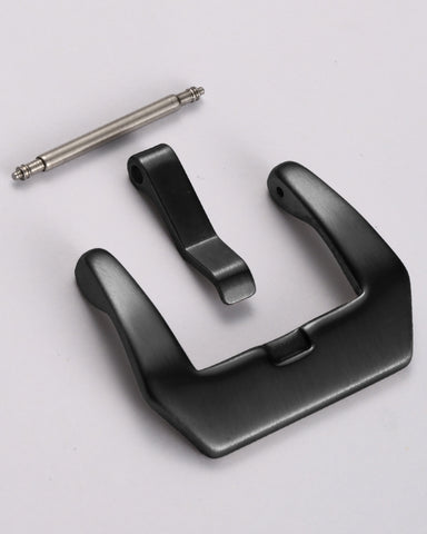 Black 316L Stainless Steel Large Trapezoid Pre-V Style Watch Buckle  - Heavy Duty | Matte Brushed Finish