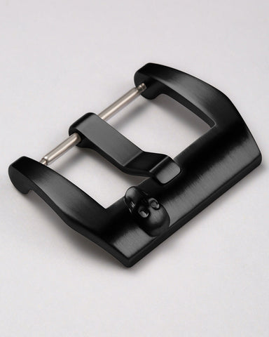 Black 316L Stainless Steel Trapezoid Pre-V Style Watch Buckle with Gothic Skull Relief | Matte Brushed Finish