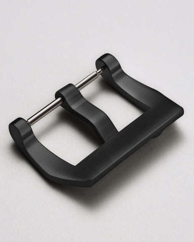 Black 316L Stainless Steel Trapezoid Pre-V Style Watch Buckle with Gothic Skull Relief | Matte Brushed Finish