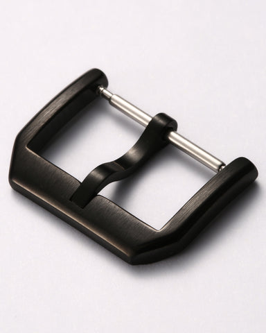 Black Classic Slim 316L Stainless Steel Pin Buckle | Brushed & Polished Mix