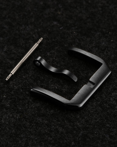 Black Classic Slim 316L Stainless Steel Pin Buckle | Brushed & Polished Mix