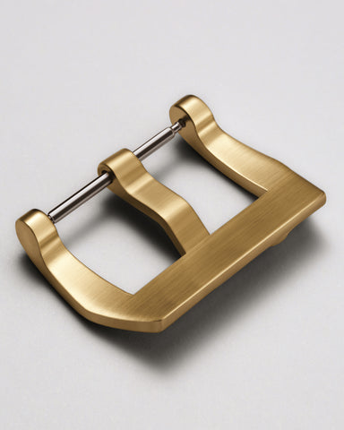 Gold 316L Stainless Steel Trapezoid Pre-V Style Watch Buckle with Gothic Skull Relief | Matte Brushed Finish