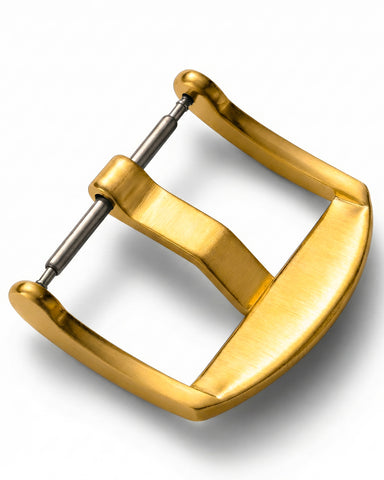 Gold 316L Stainless Steel Watch Tang Buckle - Heavy Duty Square | Matte Brushed Finish