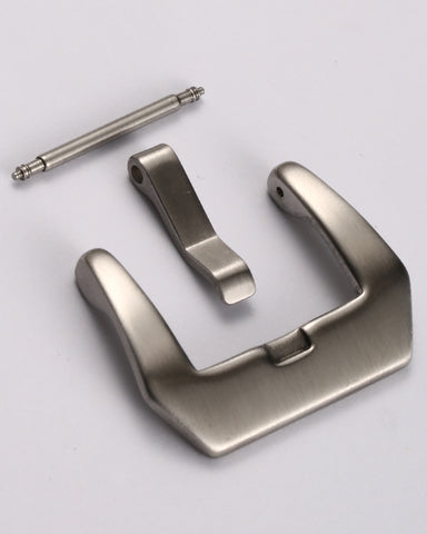 Silver 316L Stainless Steel Large Trapezoid Pre-V Style Watch Buckle  - Heavy Duty | Matte Brushed Finish