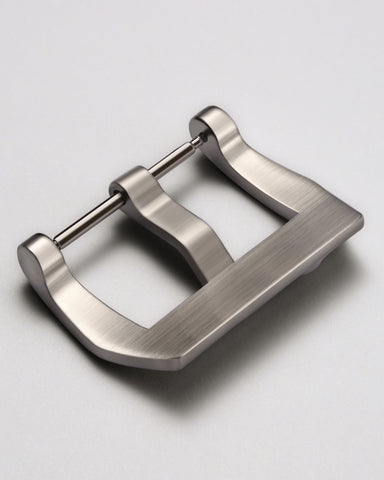 Silver 316L Stainless Steel Trapezoid Pre-V Style Watch Buckle with Gothic Skull Relief | Matte Brushed Finish