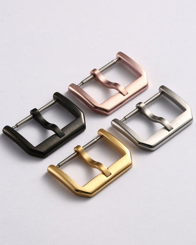 Silver Classic Slim 316L Stainless Steel Pin Buckle | Brushed & Polished Mix