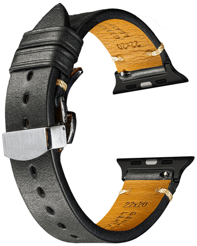 Italian-Soft-Calfskin-iWatch-Straps-Black-Clasp-Black