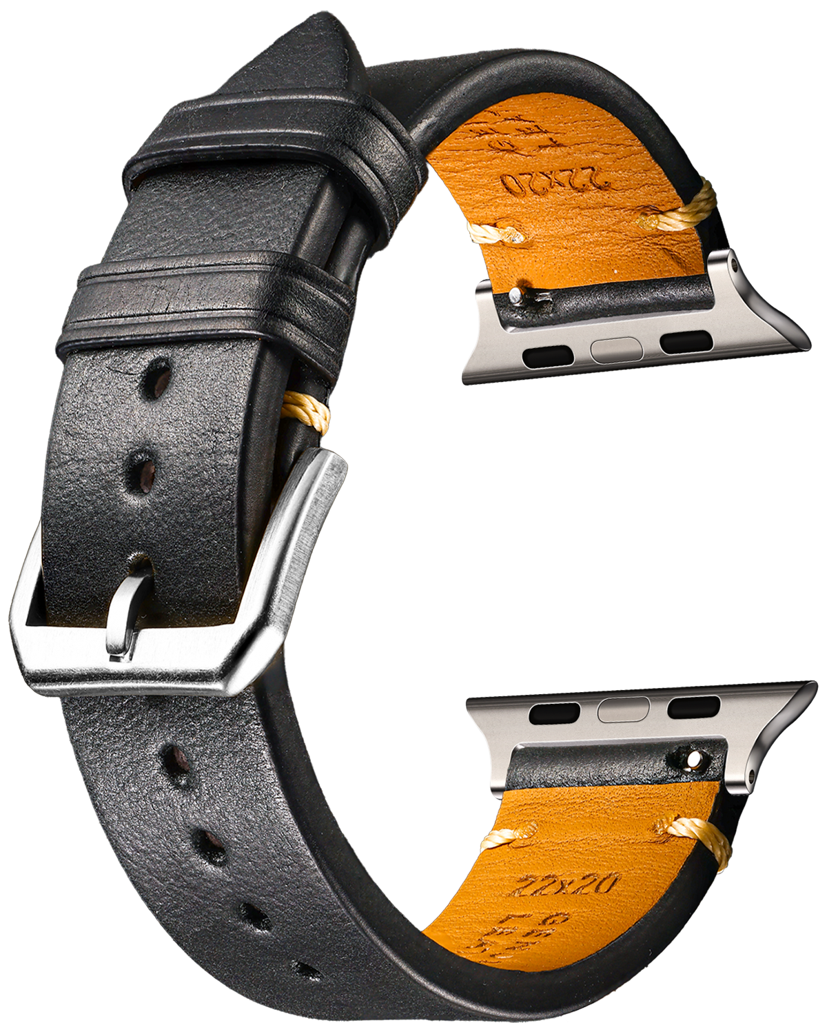 Italian-Soft-Calfskin-iWatch-Straps-Black-Silver