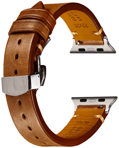 Italian-Soft-Calfskin-iWatch-Straps-Brown-Clasp-Silver