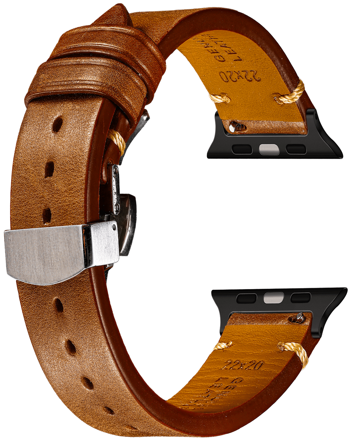 Italian-Soft-Calfskin-iWatch-Straps-Brown-Clasp-Black