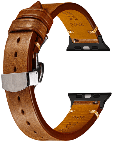 Italian-Soft-Calfskin-iWatch-Straps-Brown-Clasp-Black