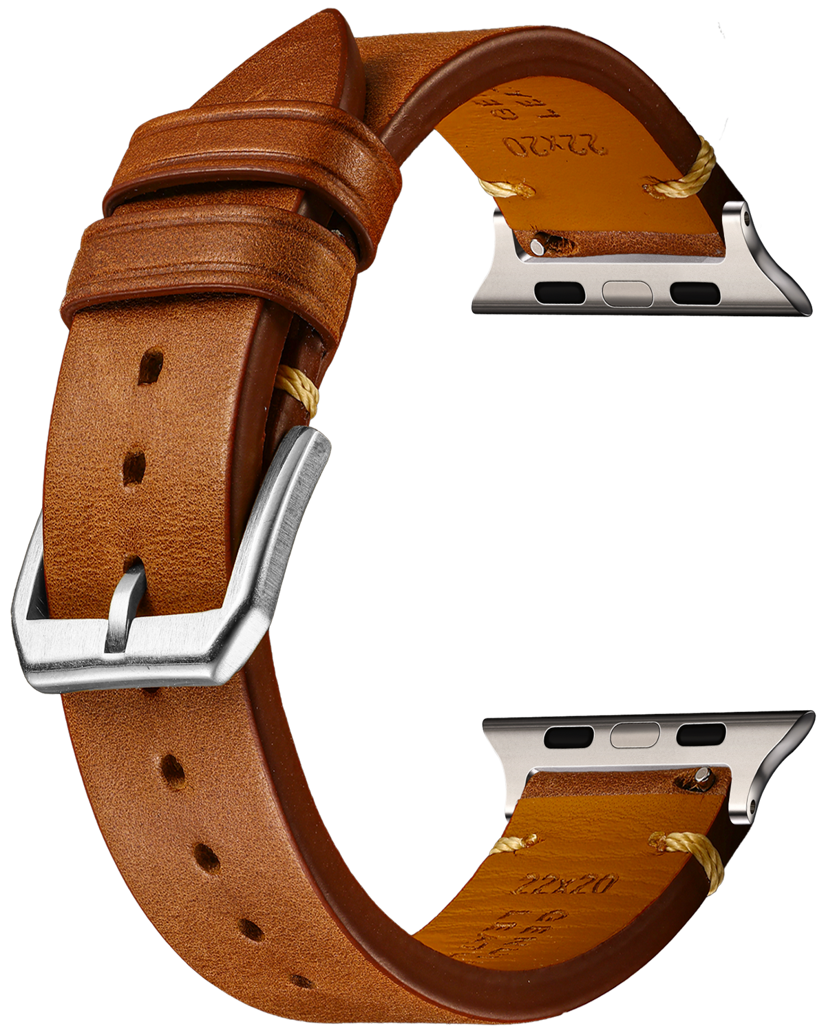 Italian-Soft-Calfskin-iWatch-Straps-Brown-Silver