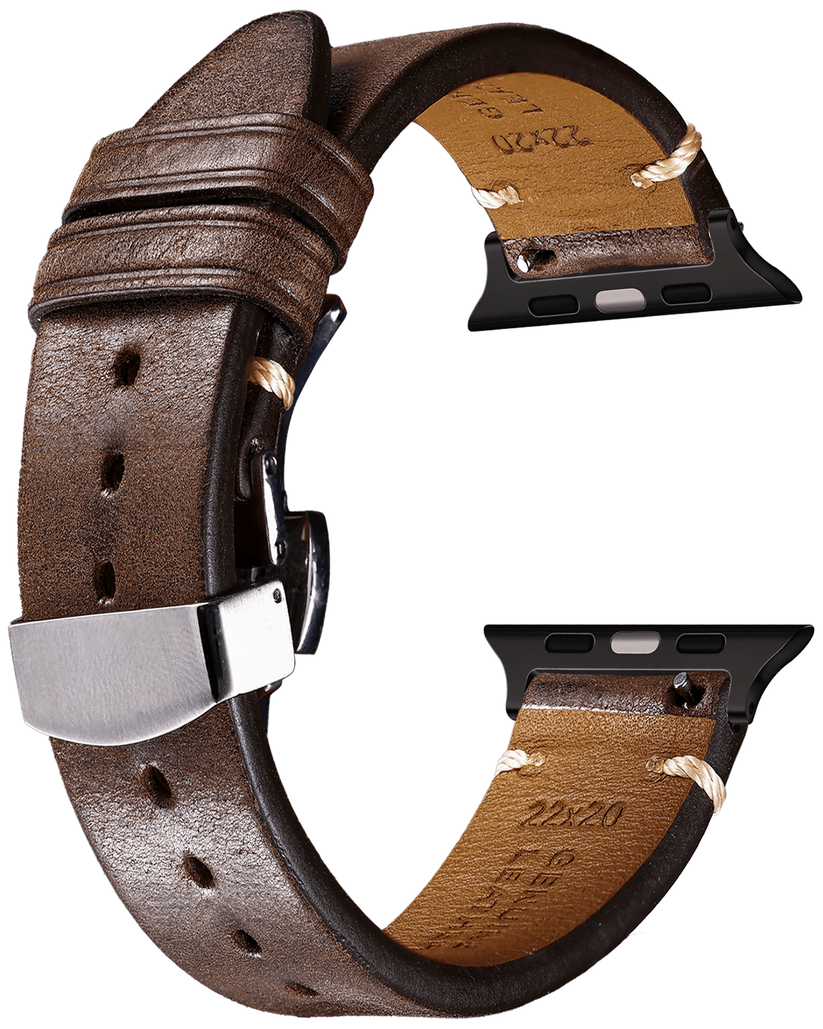 Italian-Soft-Calfskin-iWatch-Straps-Coffee-Clasp-Black