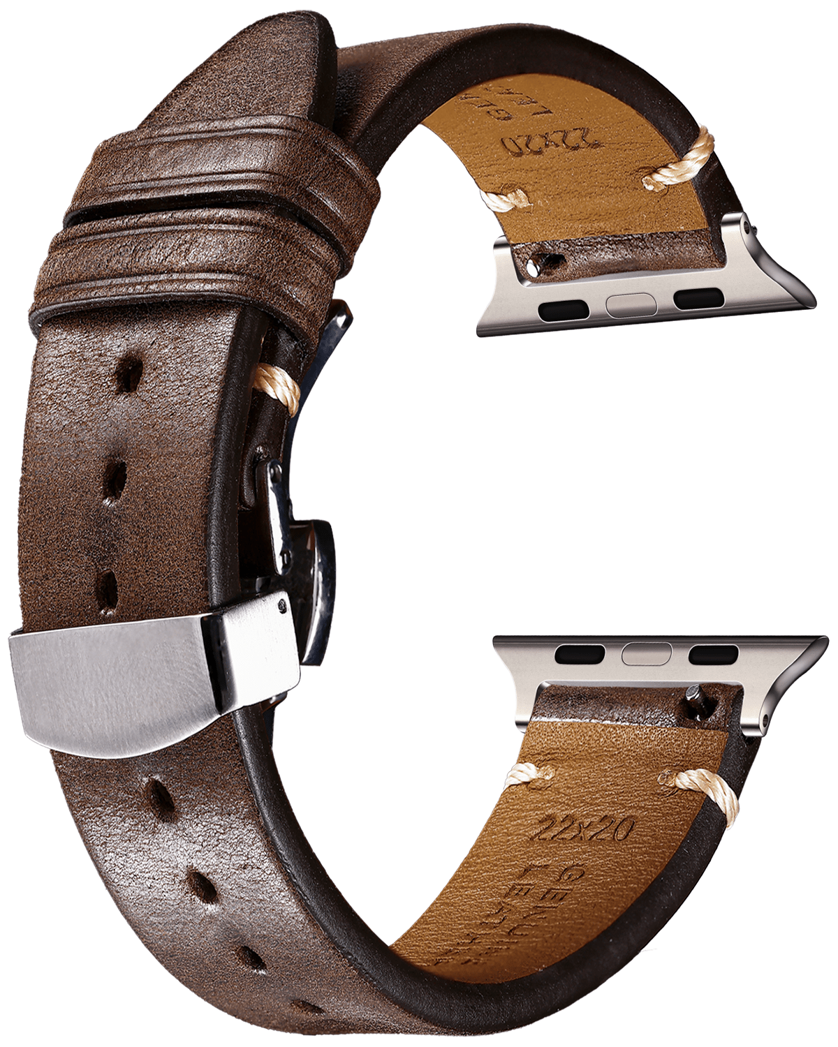 Italian-Soft-Calfskin-iWatch-Straps-Coffee-Clasp-Silver