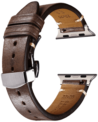 Italian-Soft-Calfskin-iWatch-Straps-Coffee-Clasp-Silver