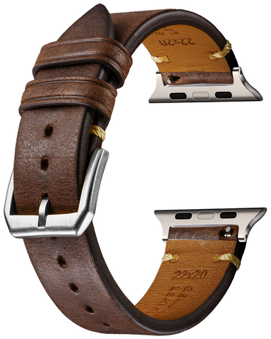 Italian-Soft-Calfskin-iWatch-Straps-Coffee-Silver
