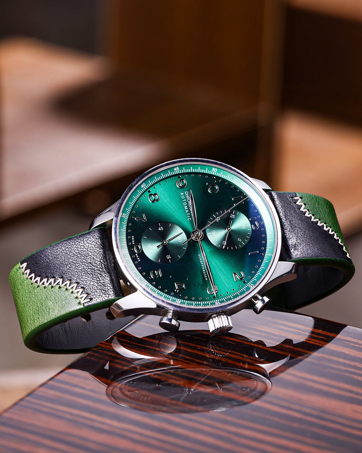 Green-W-Polished-Contrast-Leather-Strap-1