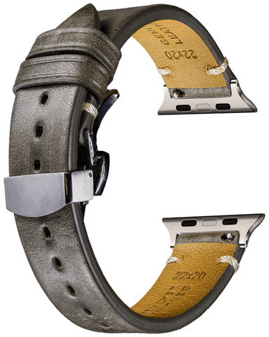Italian-Soft-Calfskin-iWatch-Straps-Gray-Clasp-Silver