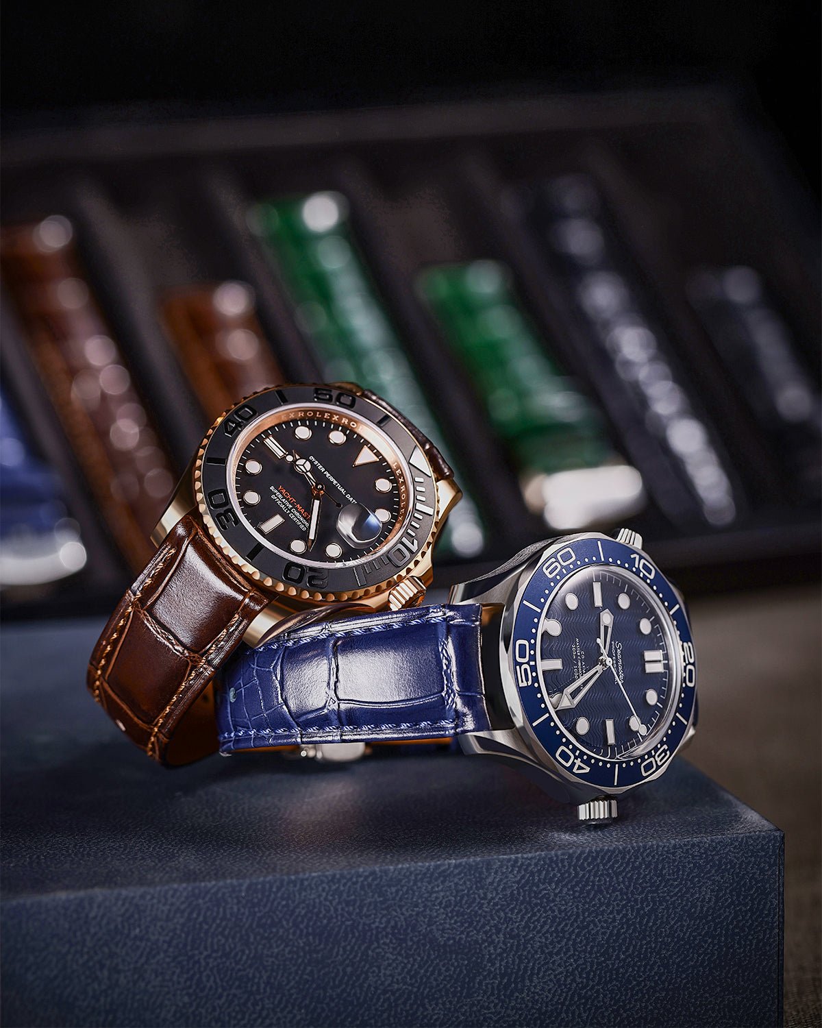 Alligator Grain Embossed for Brown Blue 3