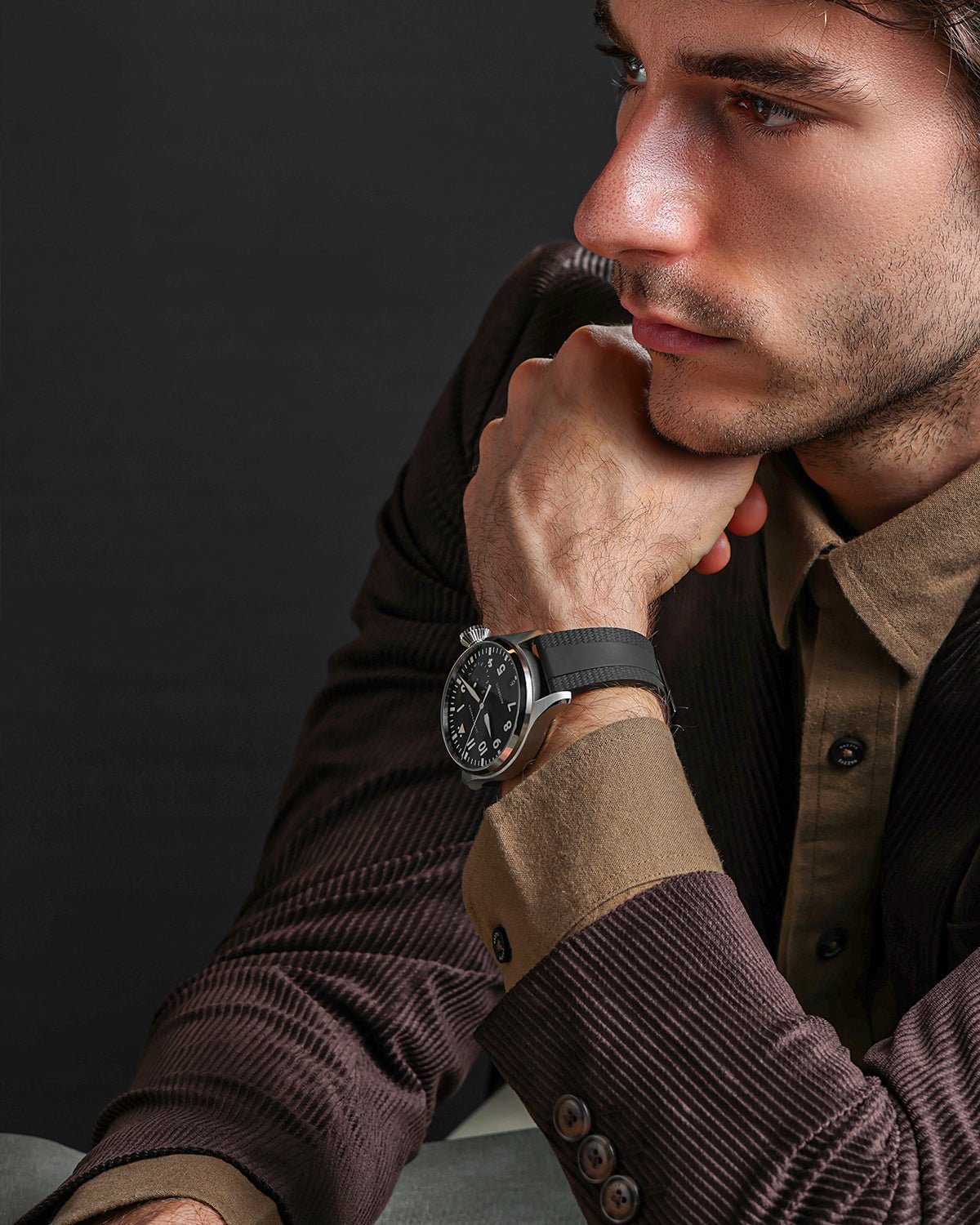 Black-Woven-Texture-FKM-Rubber-Watch-Straps-2