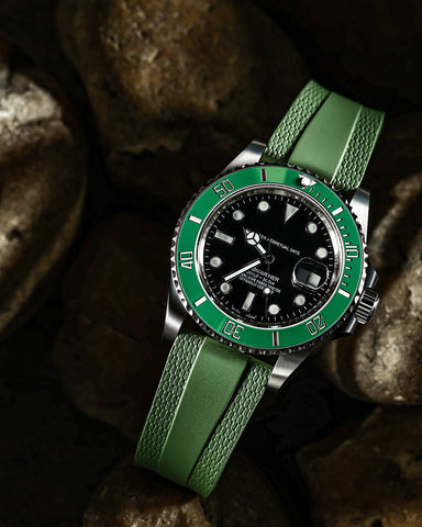 Green-Woven-Texture-FKM-Rubber-Watch-Straps-1